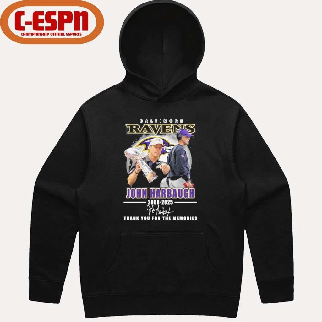 Official Baltimore Ravens John Harbaugh 2008-2025 Thank You Coach Shirt