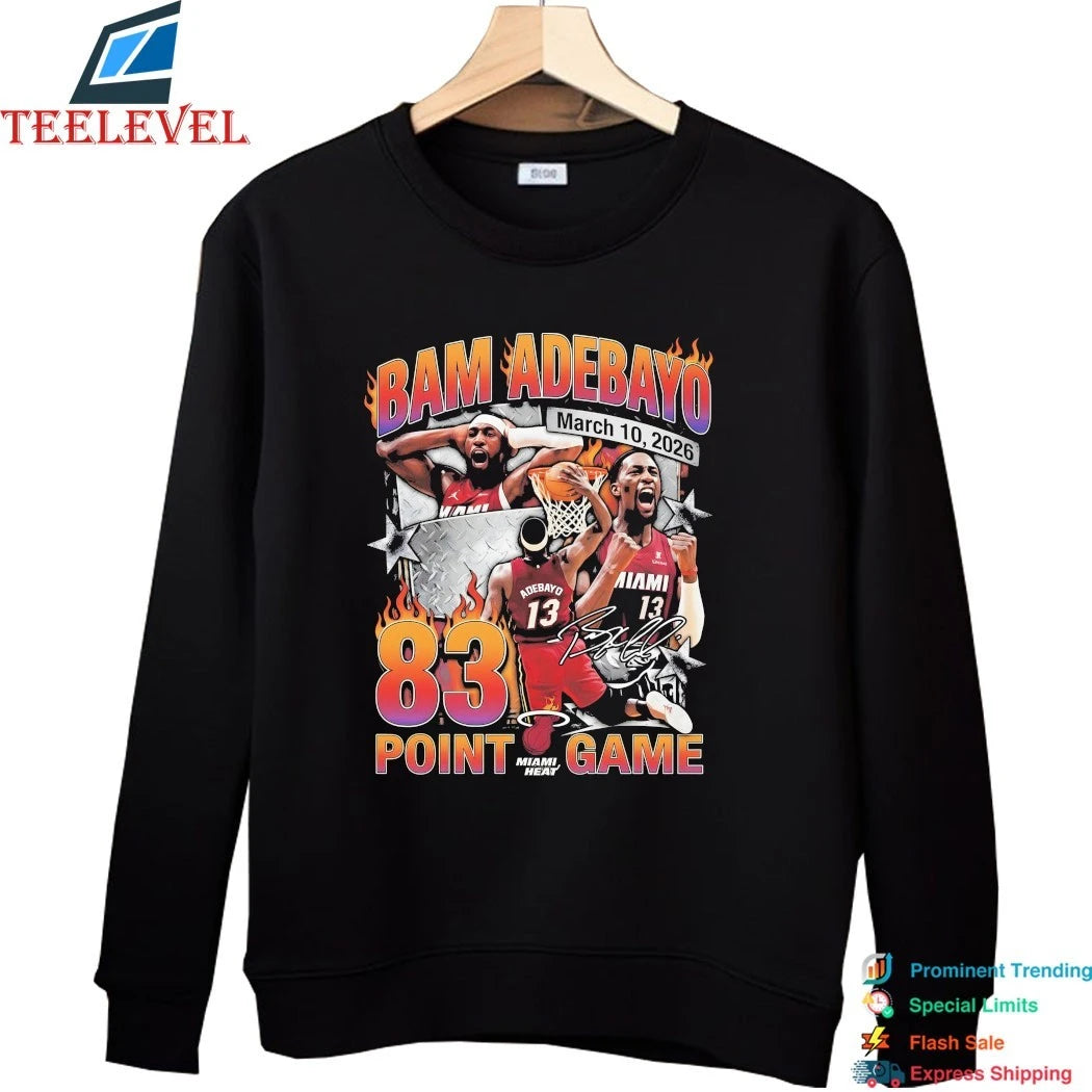 Official Bam Adebayo 83 Point Game Miami Heat March 10 2026 Signature Shirts