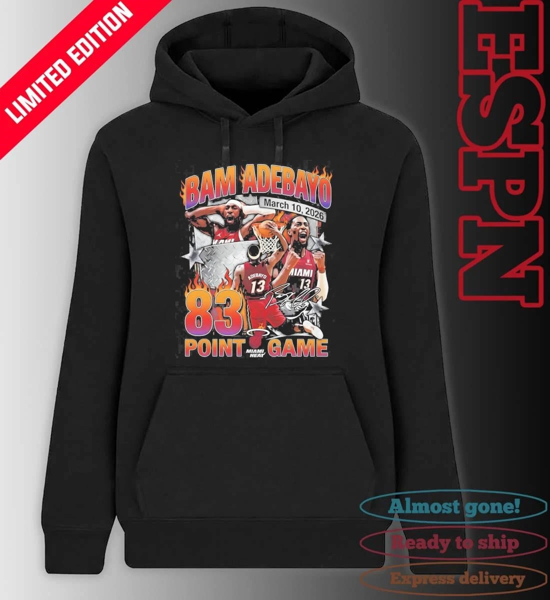 Official Bam Adebayo Miami Heat 83 Point Game March 10, 2026 Shirt