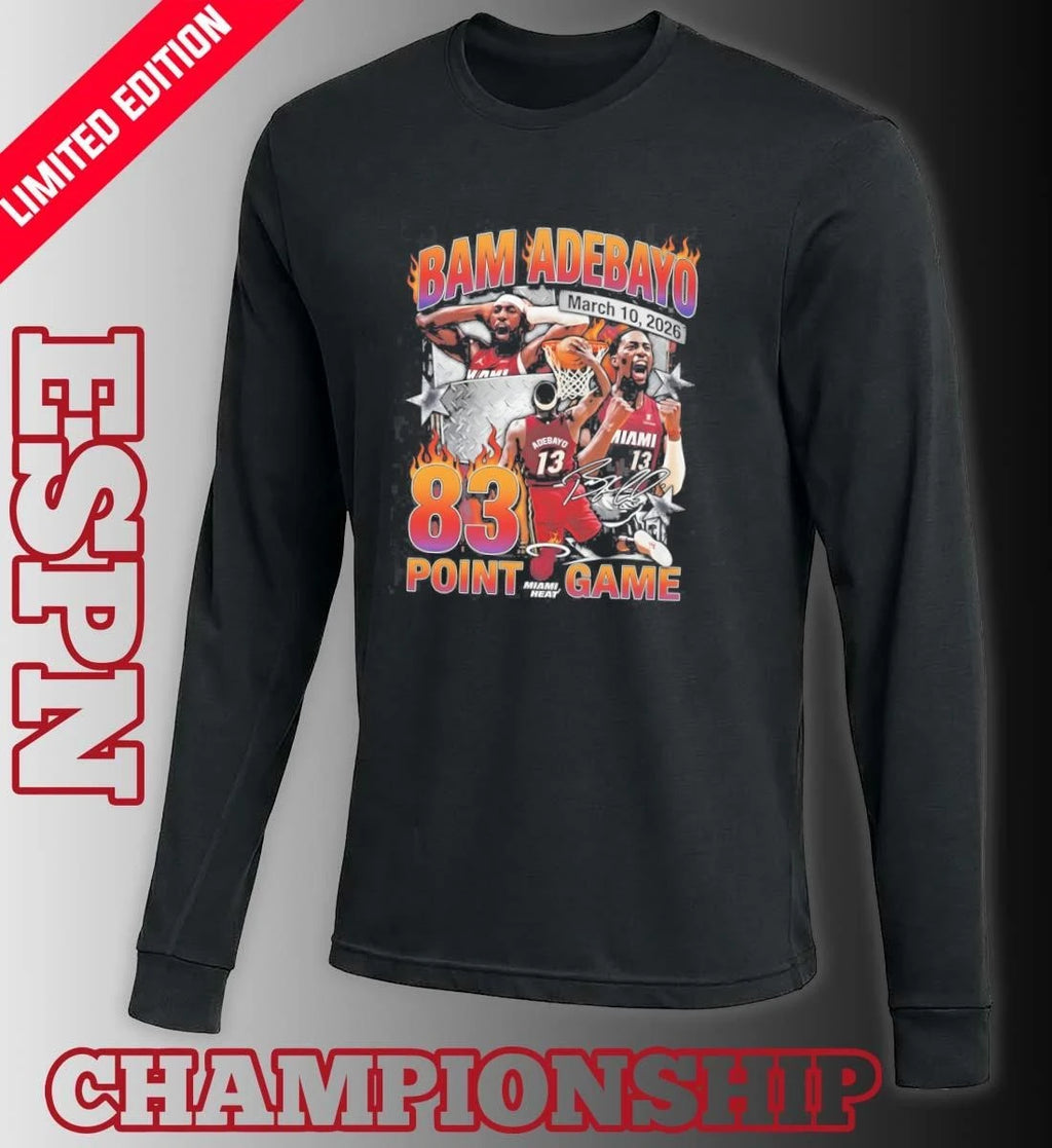 Official Bam Adebayo Miami Heat 83 Point Game March 10, 2026 Shirt