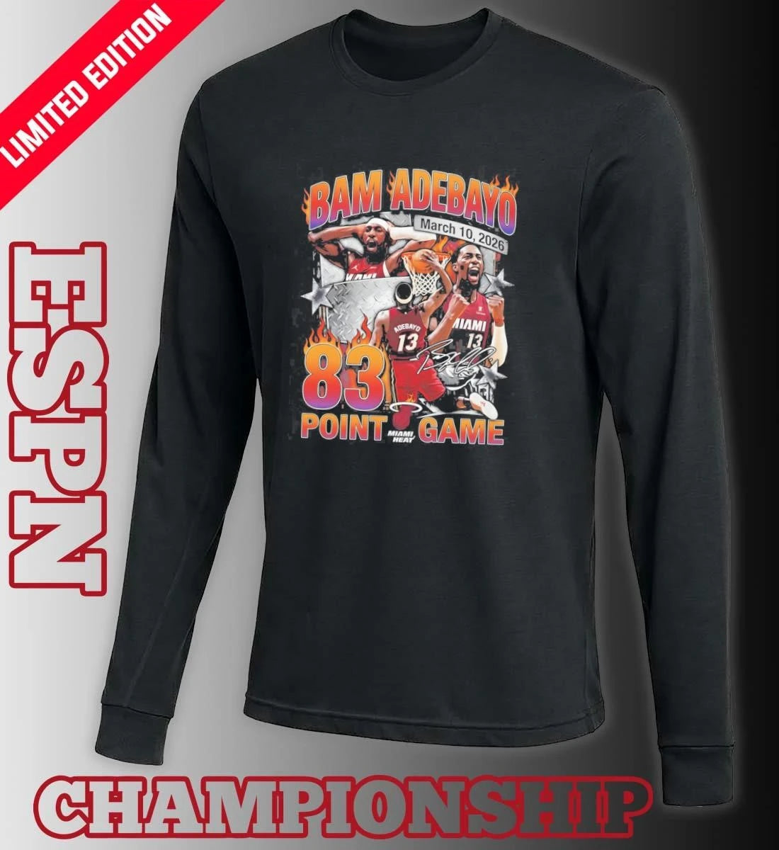 Official Bam Adebayo Miami Heat 83 Point Game March 10, 2026 Shirt