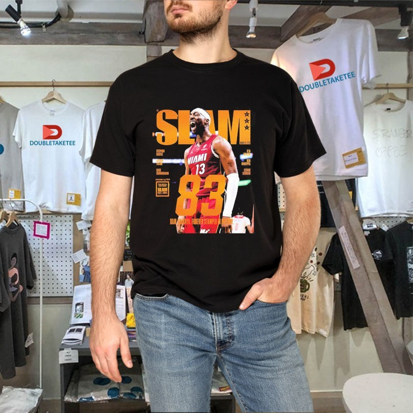 Official Bam Adebayo Miami Heat On The Cover Of Slam 261 83 Points Forever Stamped In History Orange Metal Shirts