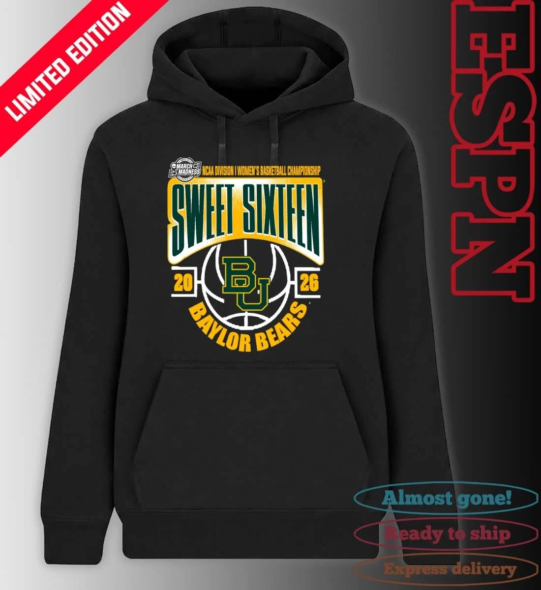 Official Baylor Bears Sweet 16 NCAA DI Women’s Basketball Tournament March Madness 2026 T-Shirt
