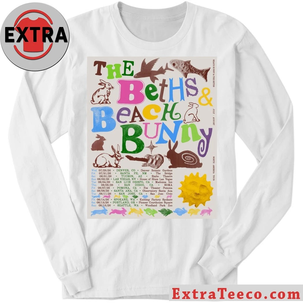 Official Beach Bunny X The Beths 2026 North America Tour Shirt