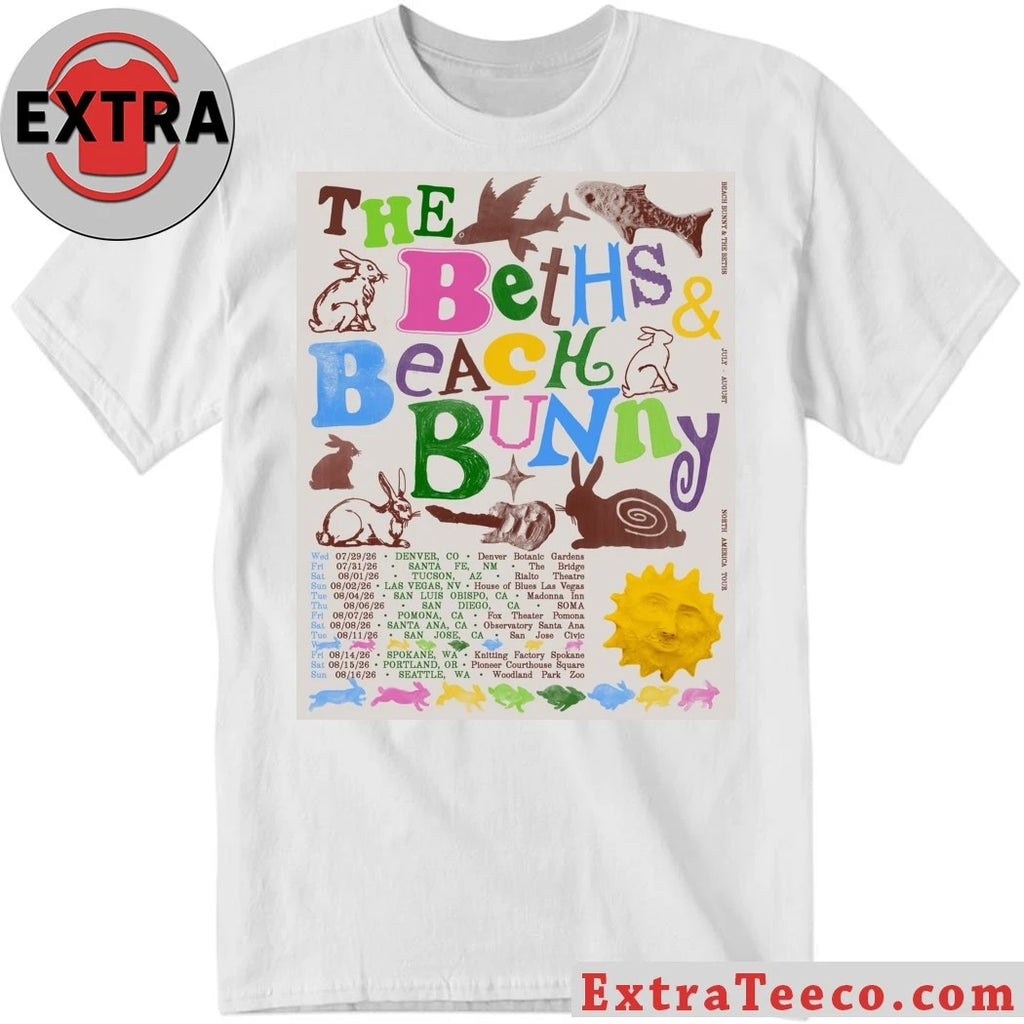 Official Beach Bunny X The Beths 2026 North America Tour Shirt