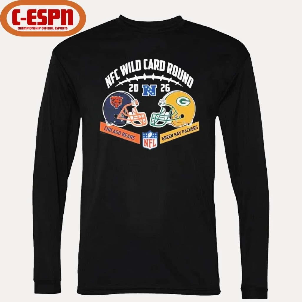 Official Bears Vs Packers NFC Wild Card Round Helmet Matchup T-Shirt