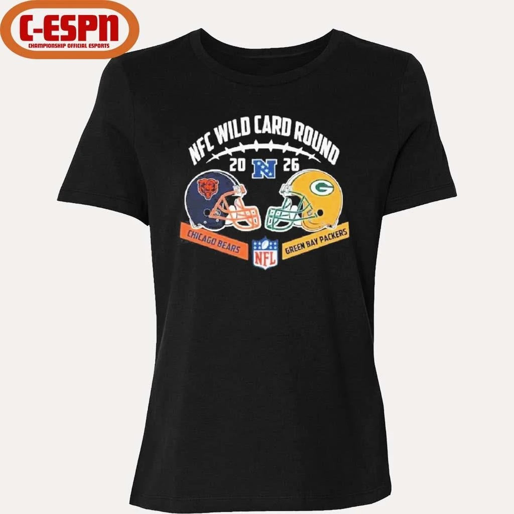 Official Bears Vs Packers NFC Wild Card Round Helmet Matchup T-Shirt