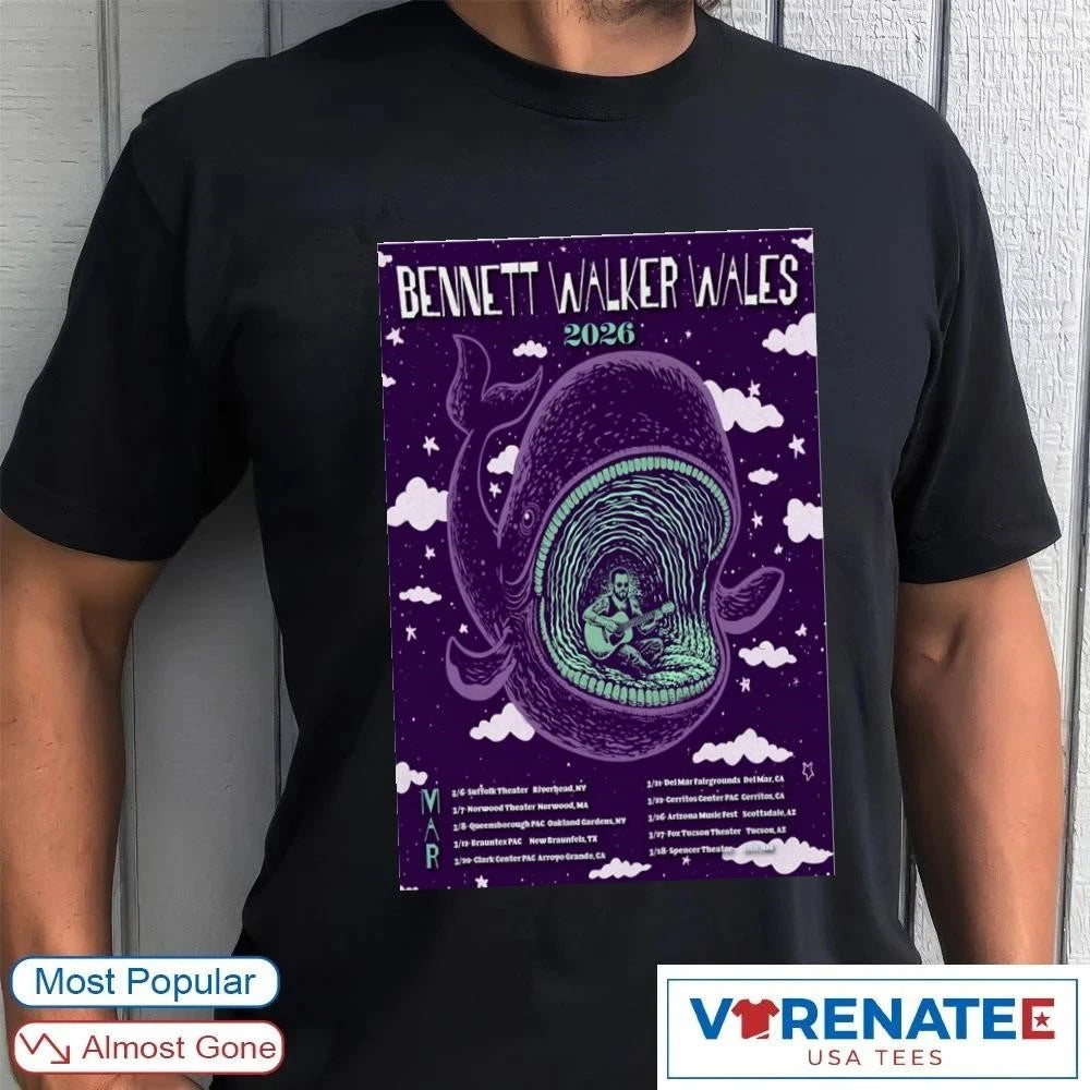 Official Bennett Walker Wales March 2026 Tour Poster T-Shirt