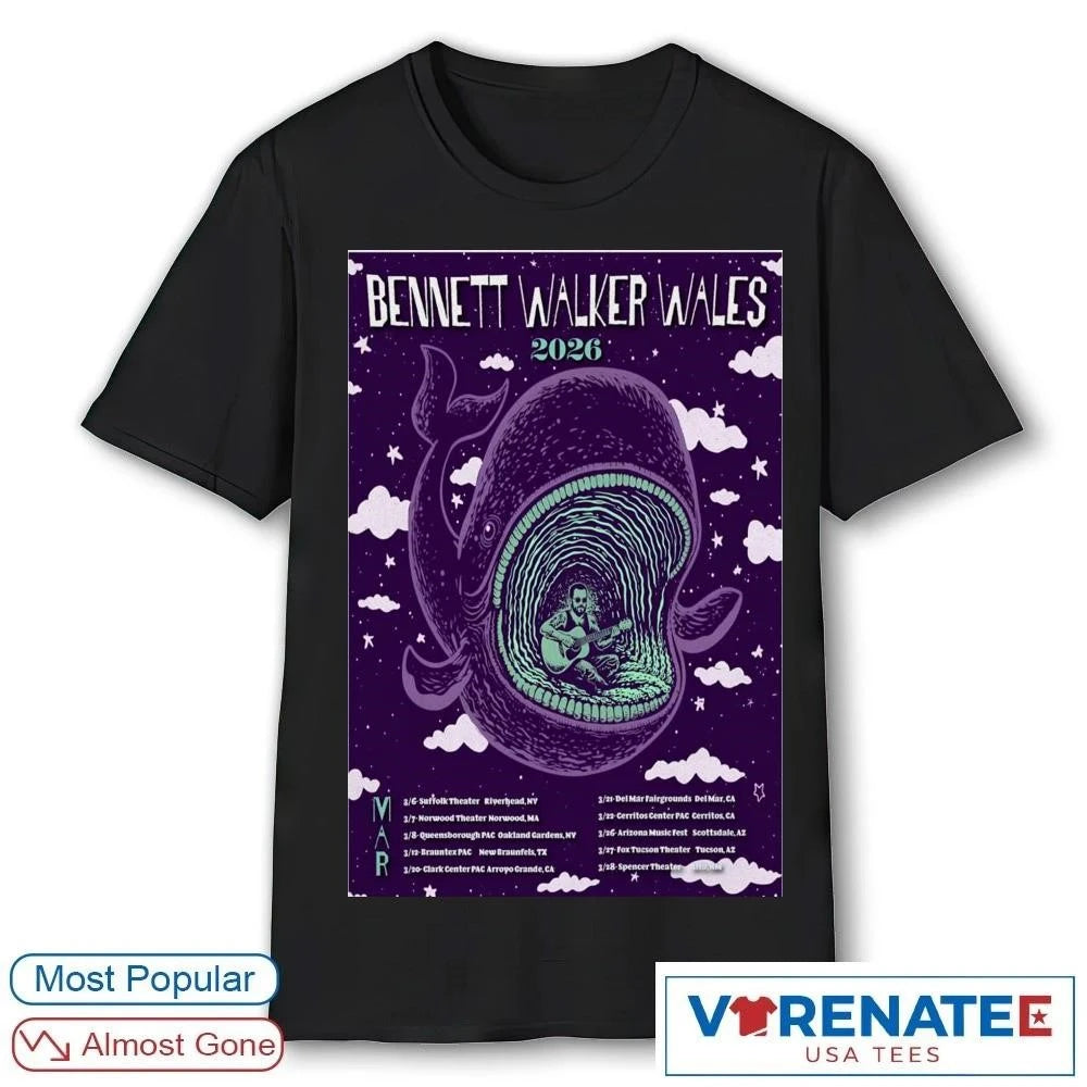 Official Bennett Walker Wales March 2026 Tour Poster T-Shirt