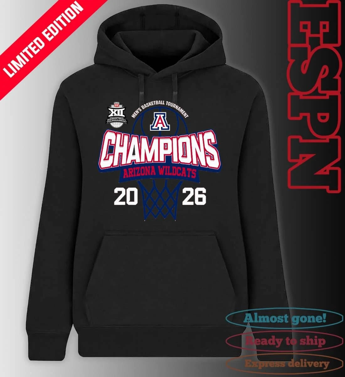 Official Big 12 Conference Men’s Basketball Tournament 2026 Champions Arizona Wildcats T-Shirt