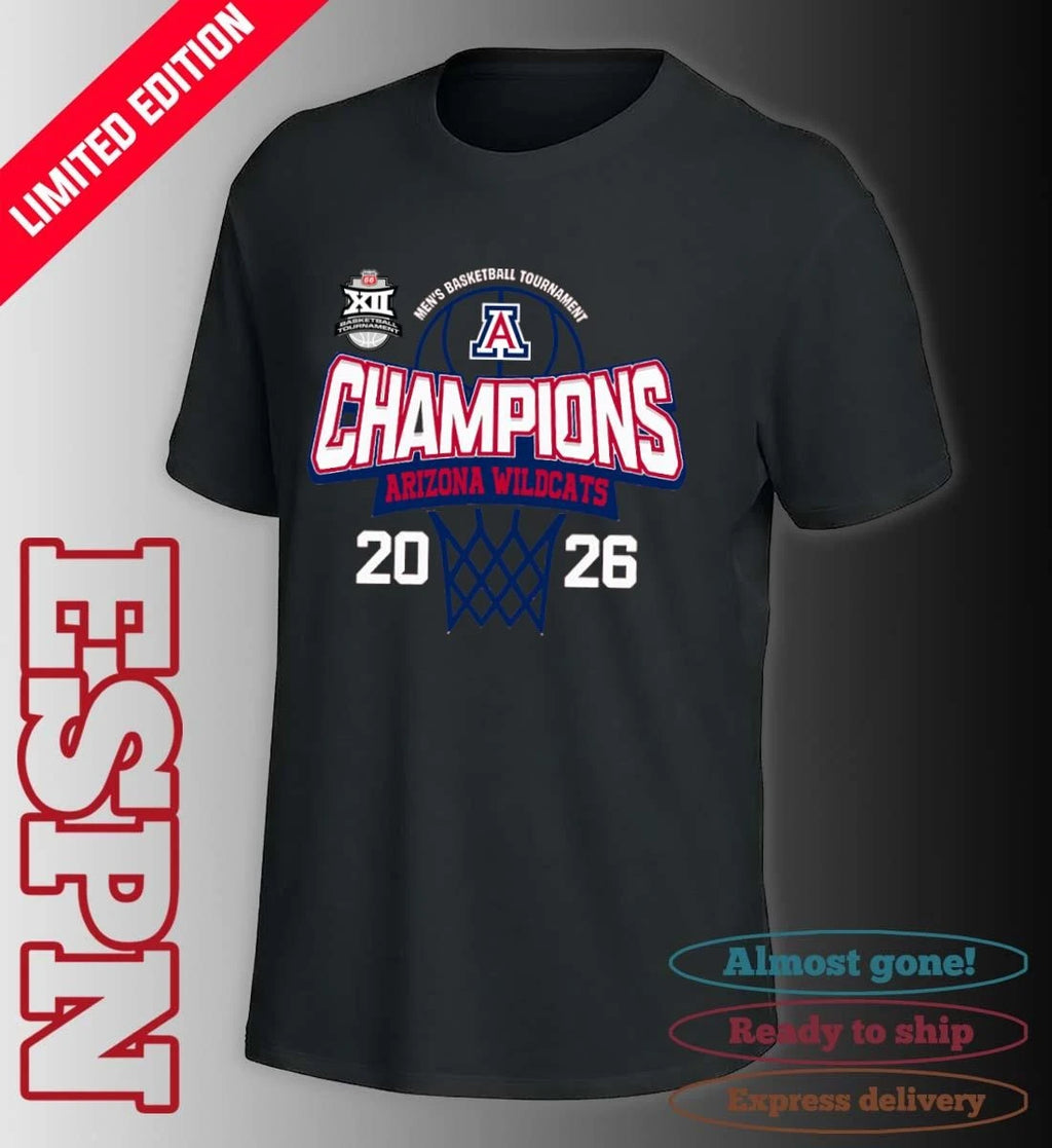 Official Big 12 Conference Men’s Basketball Tournament 2026 Champions Arizona Wildcats T-Shirt
