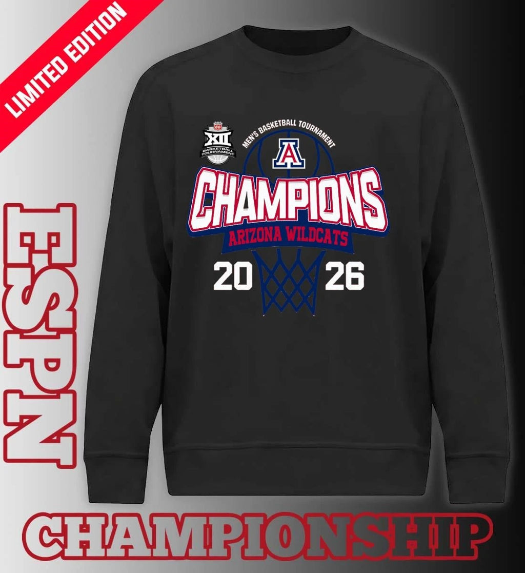 Official Big 12 Conference Men’s Basketball Tournament 2026 Champions Arizona Wildcats T-Shirt