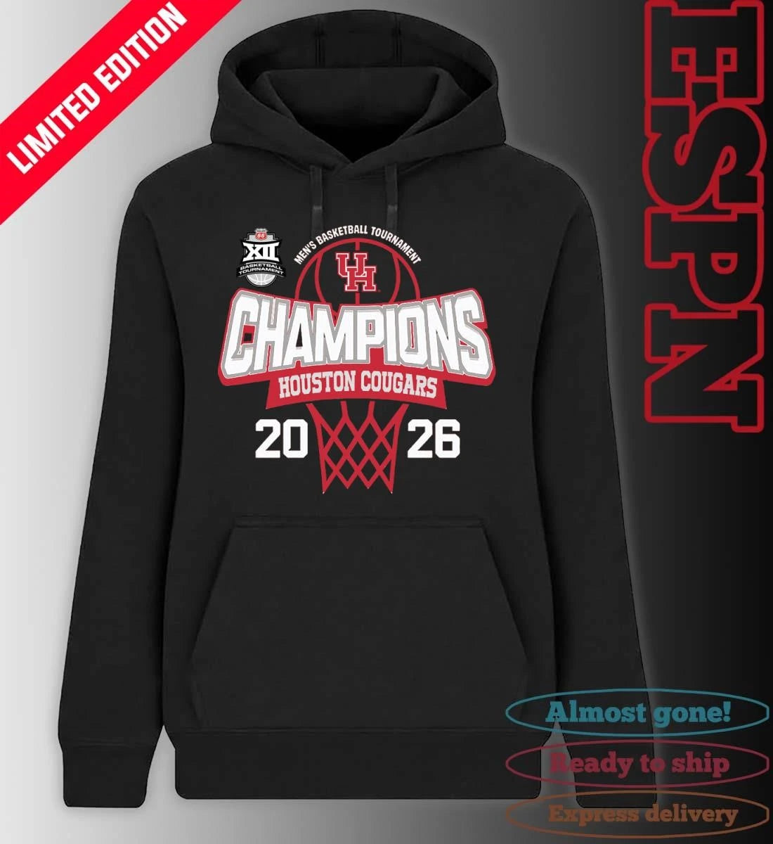 Official Big 12 Conference Men’s Basketball Tournament 2026 Champions Houston Cougars T-Shirt