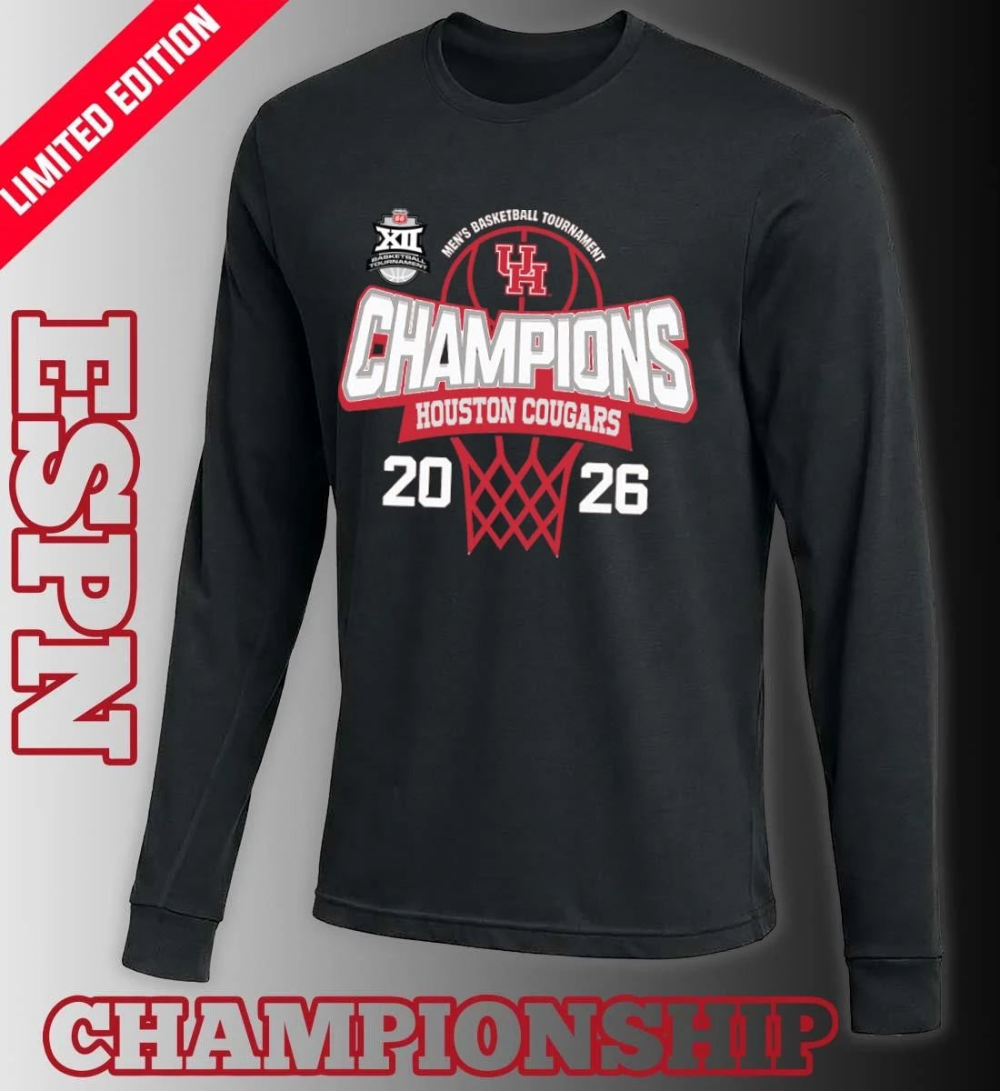 Official Big 12 Conference Men’s Basketball Tournament 2026 Champions Houston Cougars T-Shirt