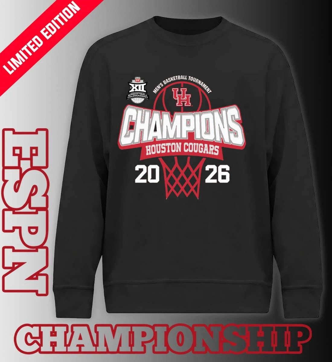 Official Big 12 Conference Men’s Basketball Tournament 2026 Champions Houston Cougars T-Shirt
