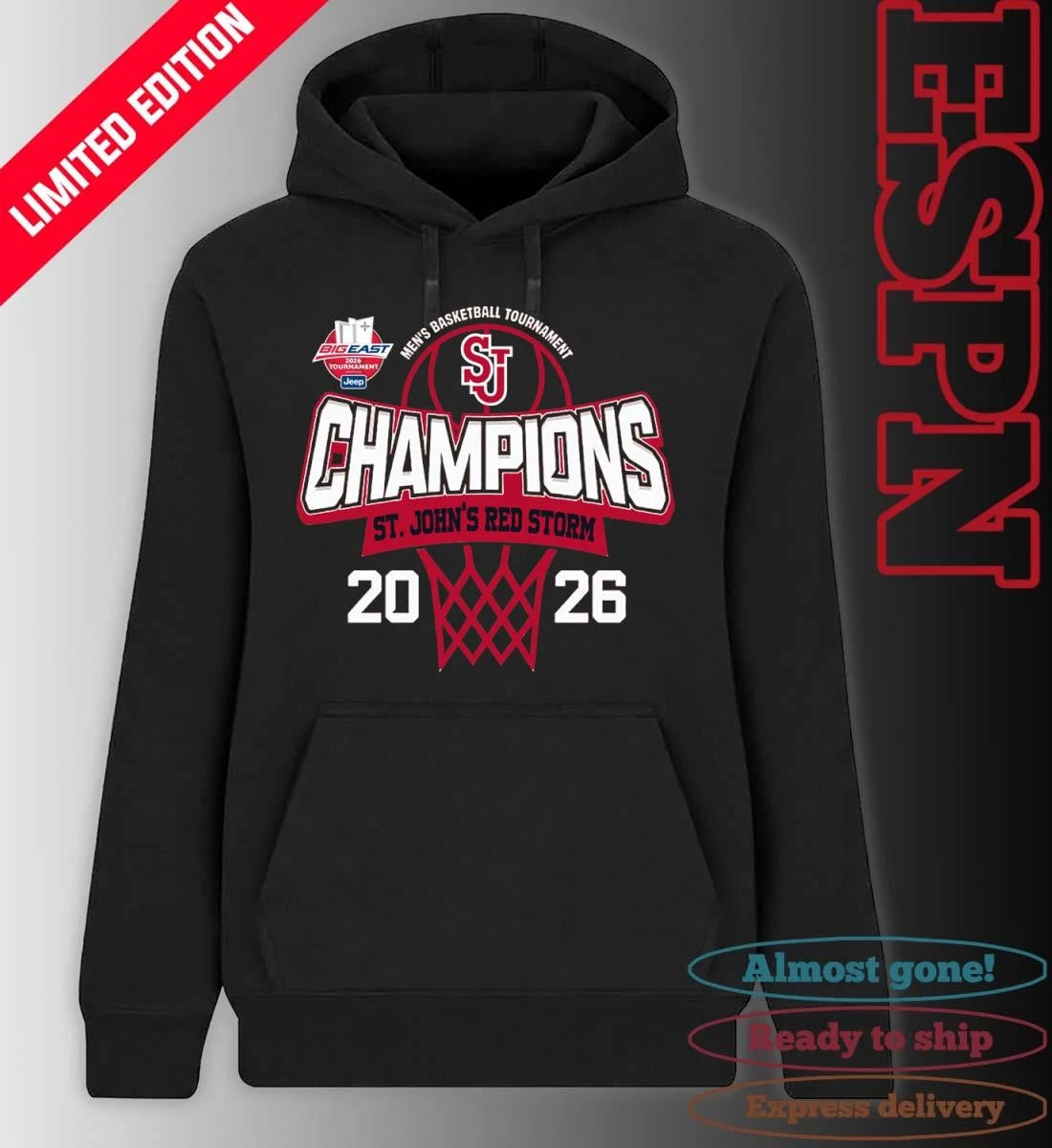 Official Big East Men’s Basketball Tournament 2026 Champions St. John’s Red Storm T-Shirt