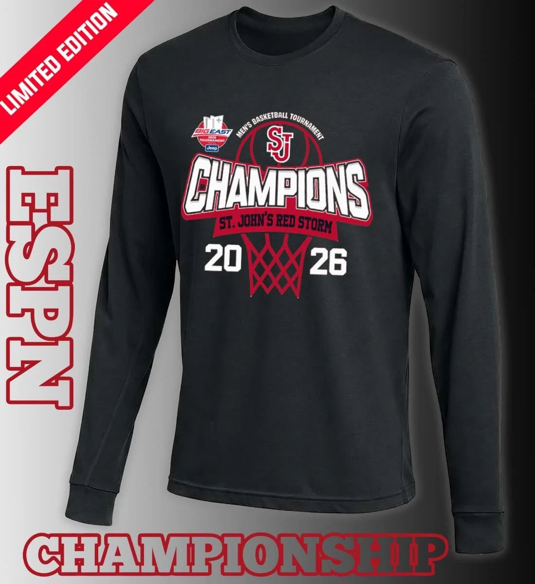 Official Big East Men’s Basketball Tournament 2026 Champions St. John’s Red Storm T-Shirt