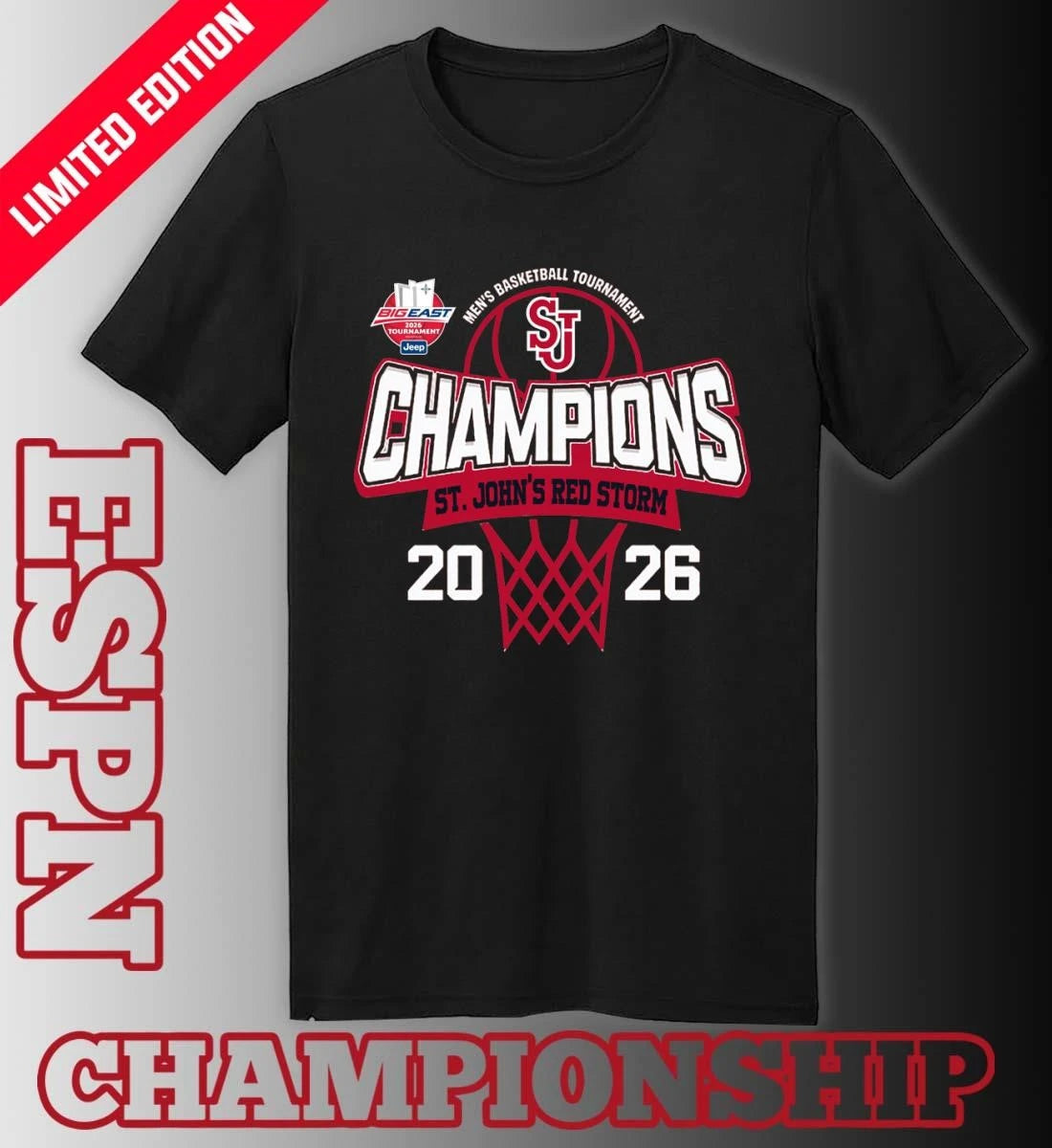 Official Big East Men’s Basketball Tournament 2026 Champions St. John’s Red Storm T-Shirt