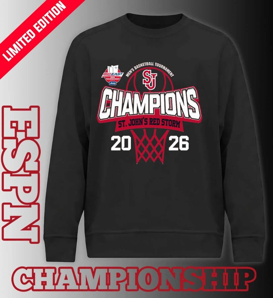Official Big East Men’s Basketball Tournament 2026 Champions St. John’s Red Storm T-Shirt