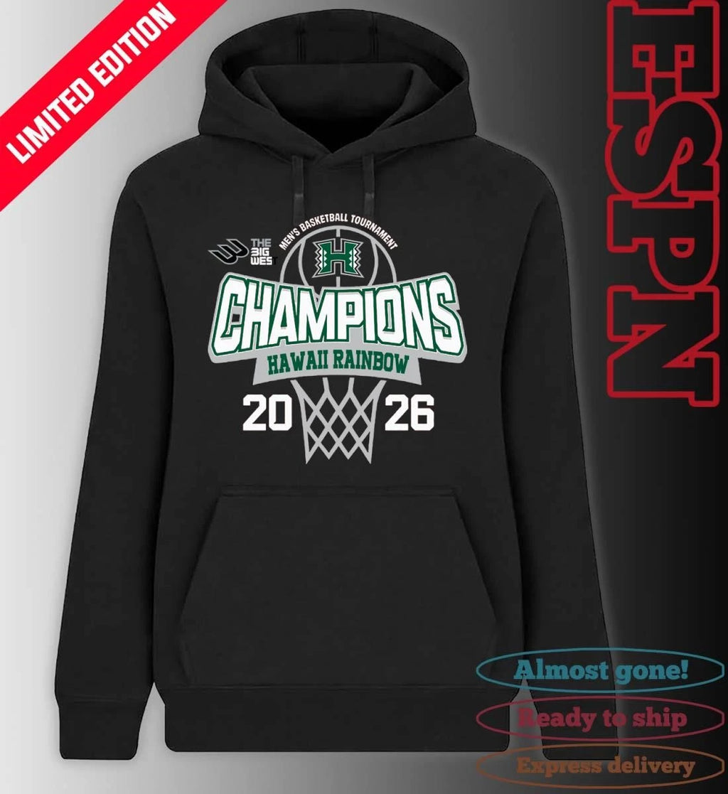 Official Big West Conference Men’s Basketball Tournament 2026 Champions Hawaii Rainbow Warriors T-Shirt