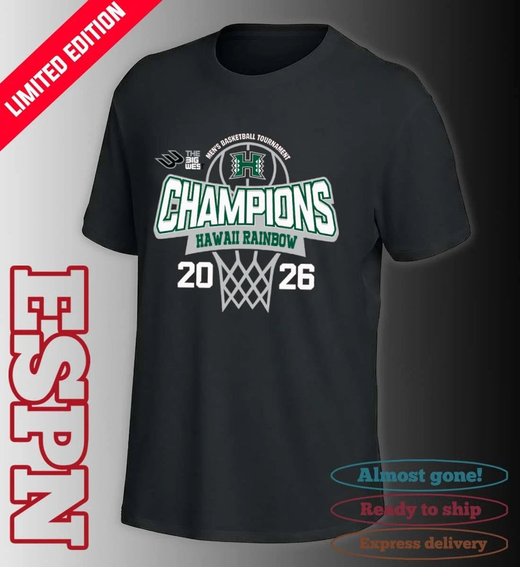 Official Big West Conference Men’s Basketball Tournament 2026 Champions Hawaii Rainbow Warriors T-Shirt