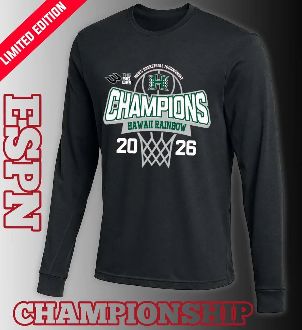 Official Big West Conference Men’s Basketball Tournament 2026 Champions Hawaii Rainbow Warriors T-Shirt