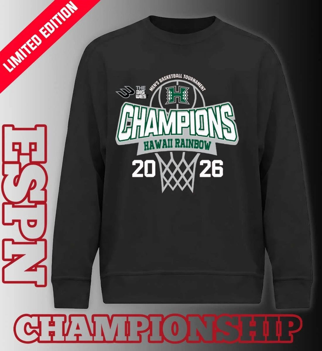 Official Big West Conference Men’s Basketball Tournament 2026 Champions Hawaii Rainbow Warriors T-Shirt