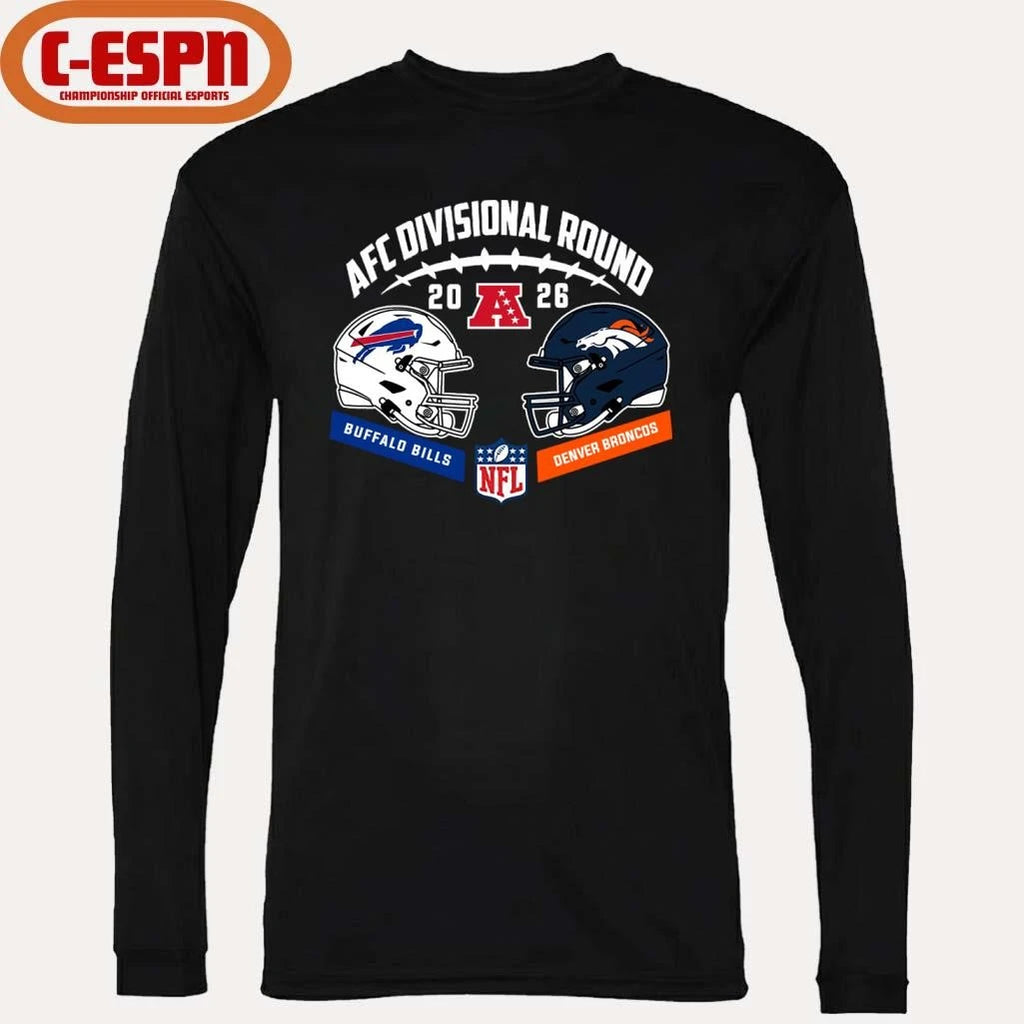 Official Bills Vs Broncos 2025-26 AFC Divisional Round Duel Helmet T-Shirt
