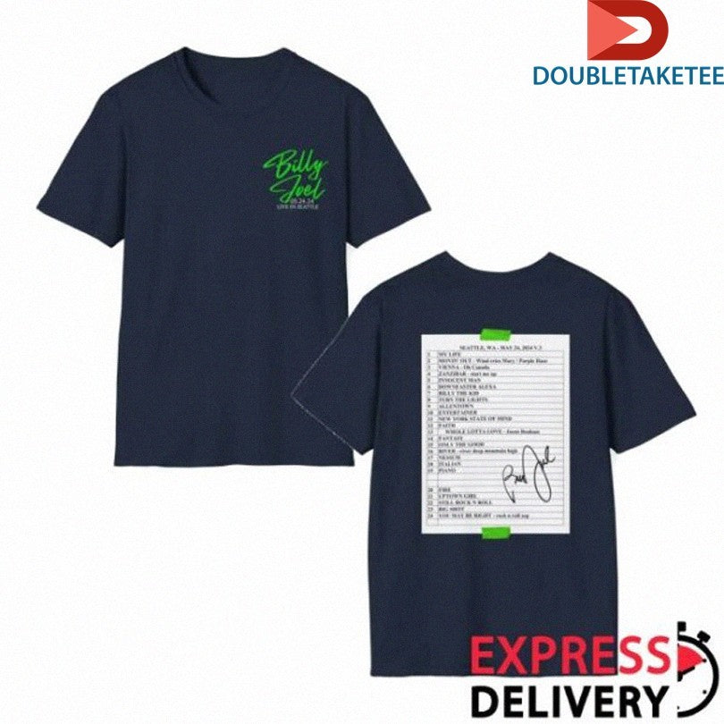 Official Billy Joel Special Edition Of Seattle Wa 5-24-24 Set List Shirts