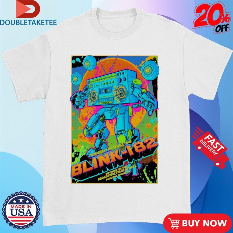 Official Blink 182 Broadview Stage at SPAC Saratoga Springs NY Sept 7 2025 Radio Robot Shirts