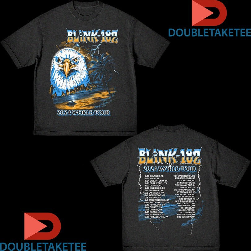 Official Blink 182 World Tour 2024 Eagle Tour Dates Shirts