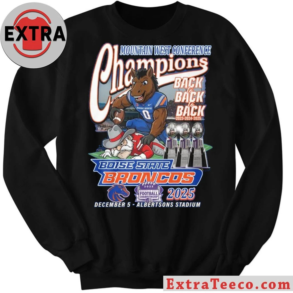 Official Boise State Broncos win the Mountain West Conference football Championship Back2Back 2025 December 5 Albertsons Stadium Shirt