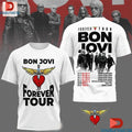 Official Bon Jovi Forever Tour 2025 Sword Heart Shirts