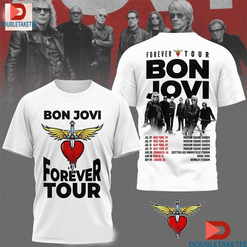 Official Bon Jovi Forever Tour 2025 Sword Heart Shirts