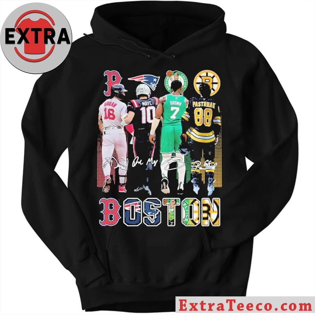 Official Boston Celtics Brown Bruins Pastrnak Patriots Maye Red Sox Duran Signature 2025 T-Shirt