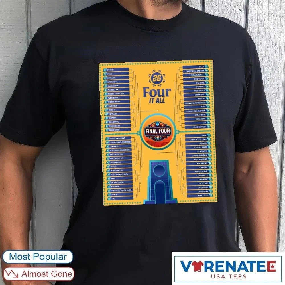Official Bracket For The 2026 NCAA Division I Women’s Basketball Tournament March Madness T-Shirt