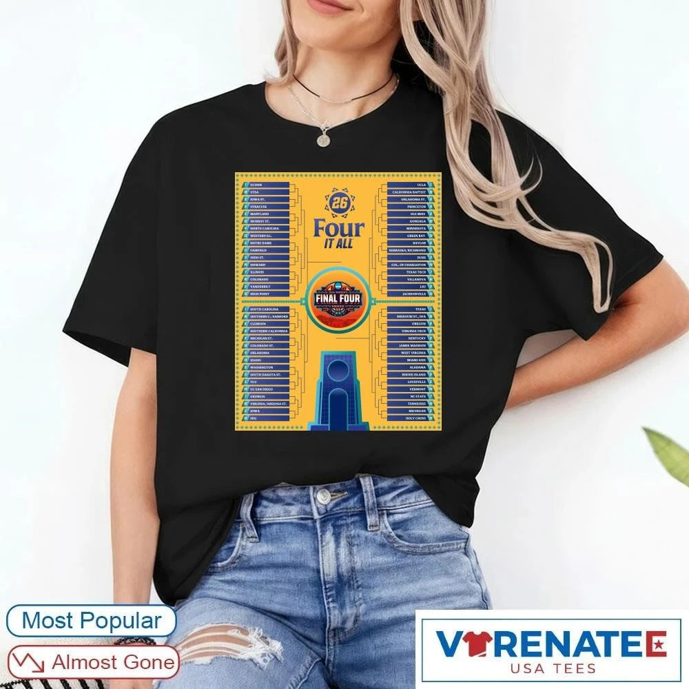 Official Bracket For The 2026 NCAA Division I Women’s Basketball Tournament March Madness T-Shirt