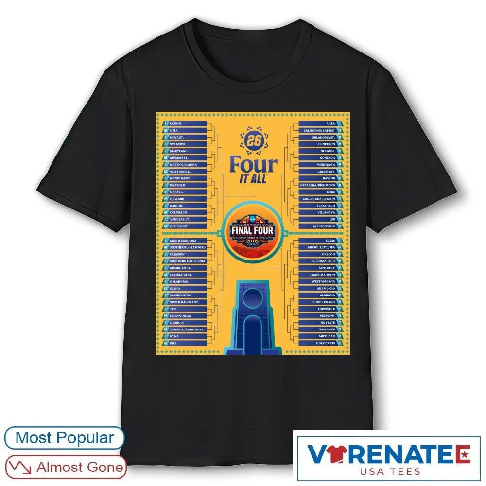 Official Bracket For The 2026 NCAA Division I Women’s Basketball Tournament March Madness T-Shirt