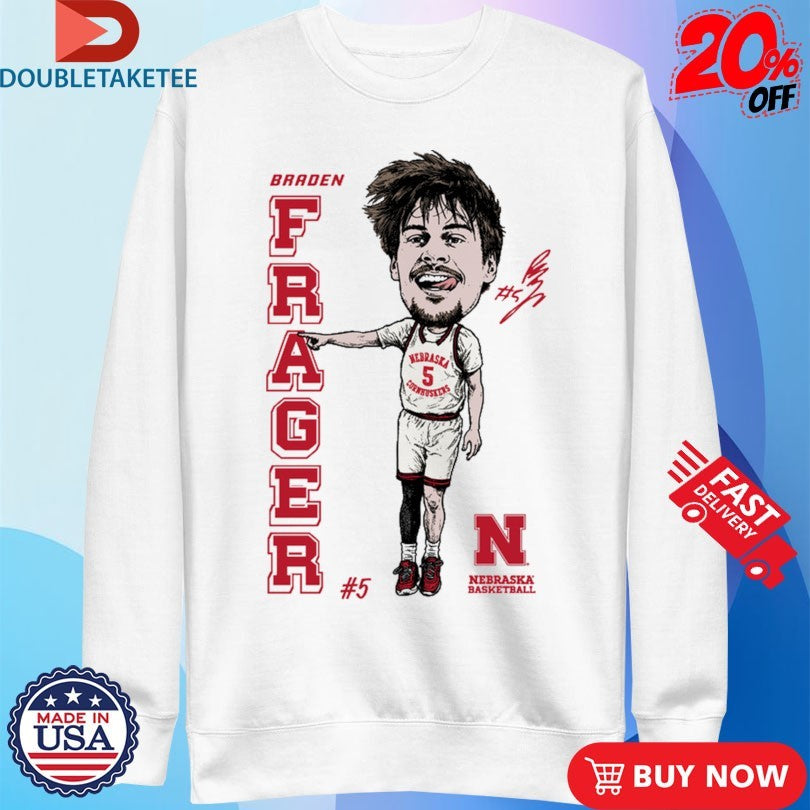 Official Braden Frager Nebraska Cornhuskers Basketball Caricature Signature Shirts