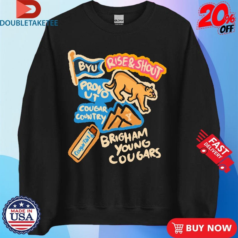 Official Brigham Young Cougars BYU Bye Rise And Shout Provo Ut Cougar Country Paint Shirts