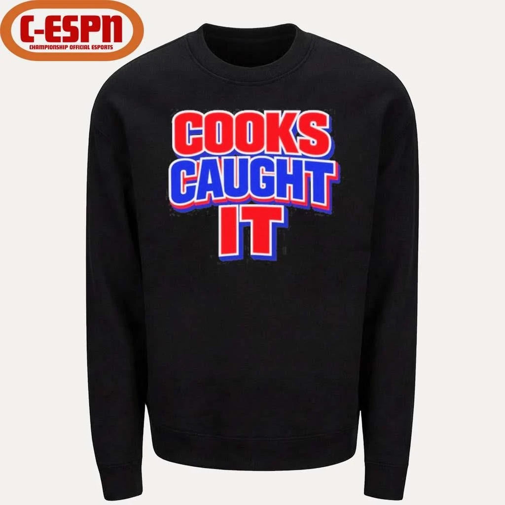 Official Buffalo Cooks Caught It Bold Red Blue T-Shirt
