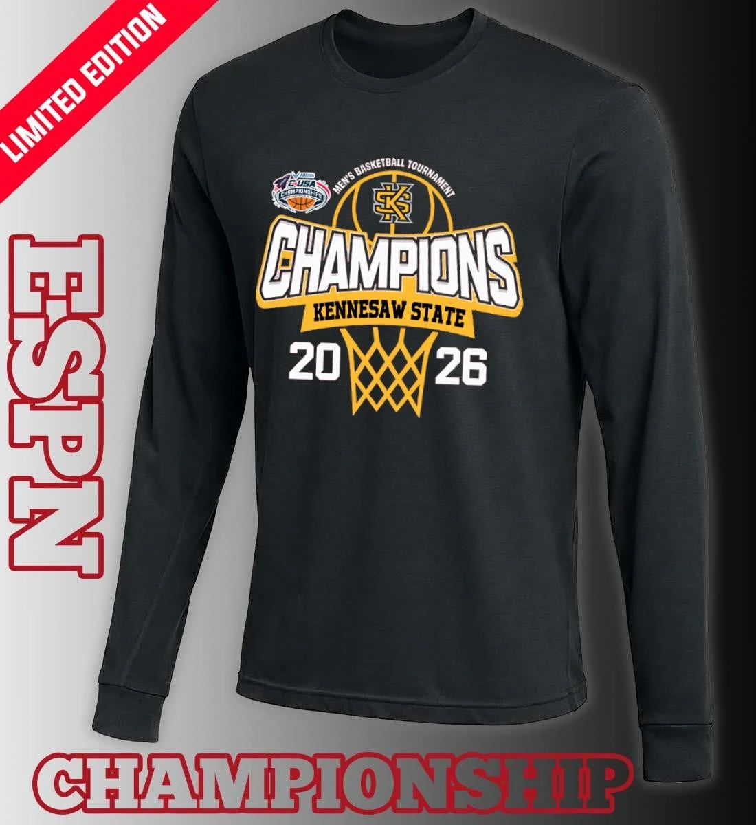 Official C-USA Men’s Basketball Tournament 2026 Champions Kennesaw State Owls T-Shirt