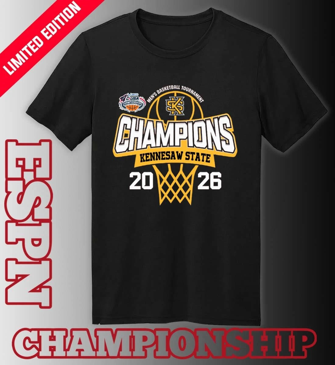 Official C-USA Men’s Basketball Tournament 2026 Champions Kennesaw State Owls T-Shirt