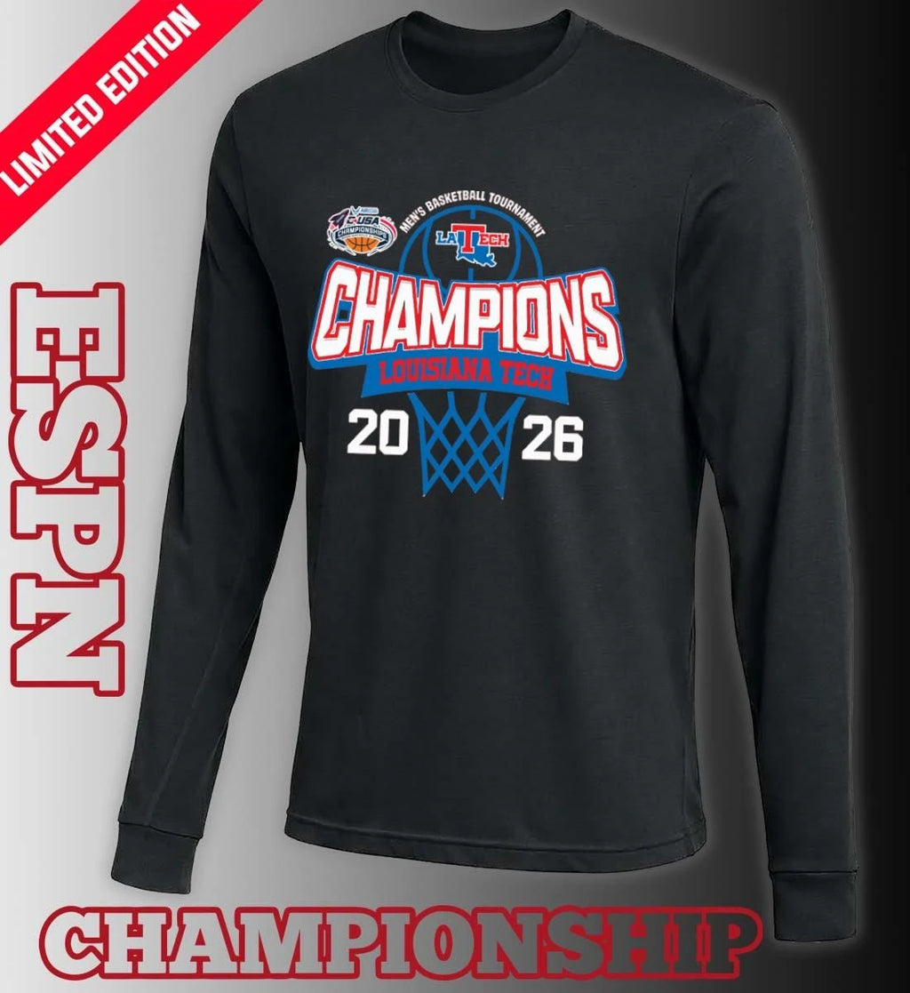 Official C-USA Men’s Basketball Tournament 2026 Champions Louisiana Tech Bulldogs T-Shirt