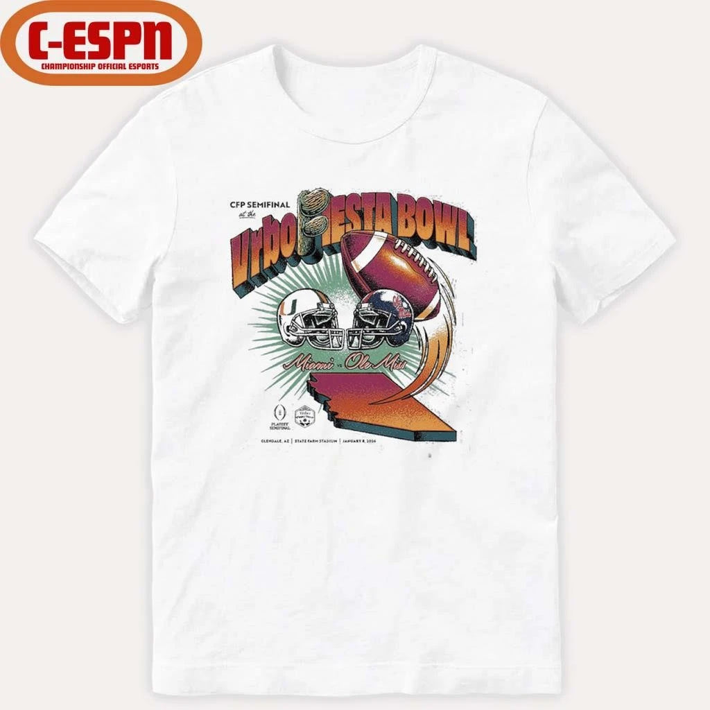 Official CFP 2026 Fiesta Bowl Matchup T-Shirt Ole Miss Vs Miami