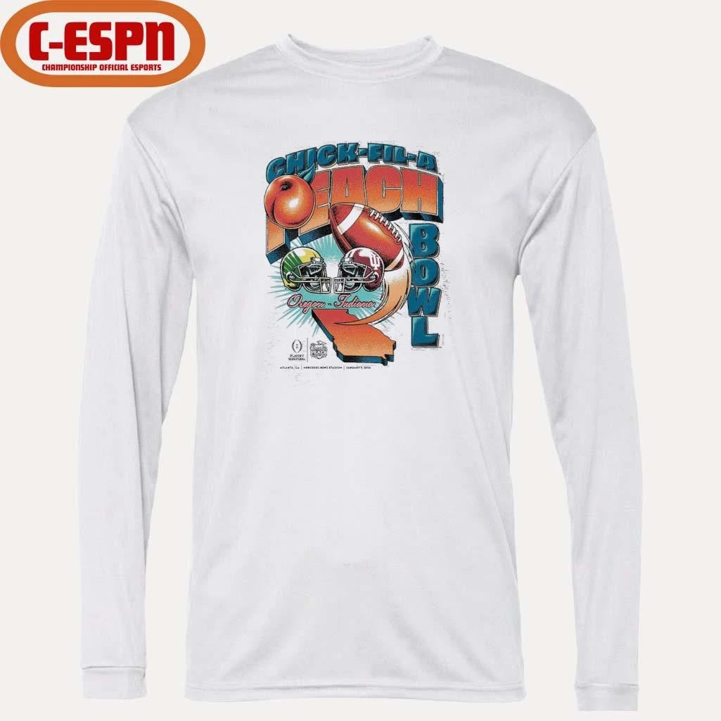 Official CFP 2026 Peach Bowl Matchup T-Shirt Oregon Vs Indiana