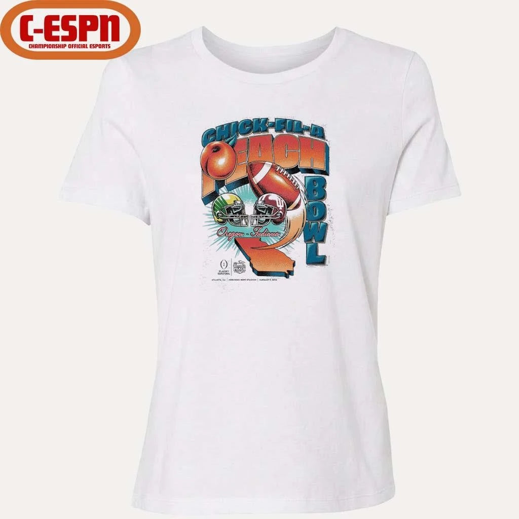 Official CFP 2026 Peach Bowl Matchup T-Shirt Oregon Vs Indiana