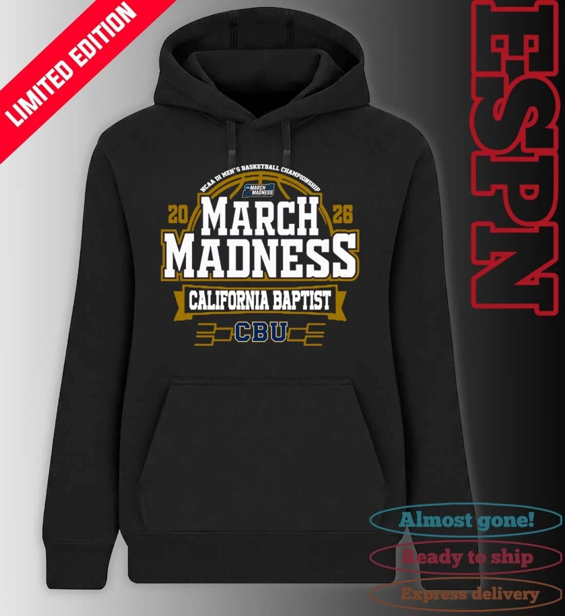 Official California Baptist Lancers 2026 NCAA Men’s Basketball March Madness Bound Shirt