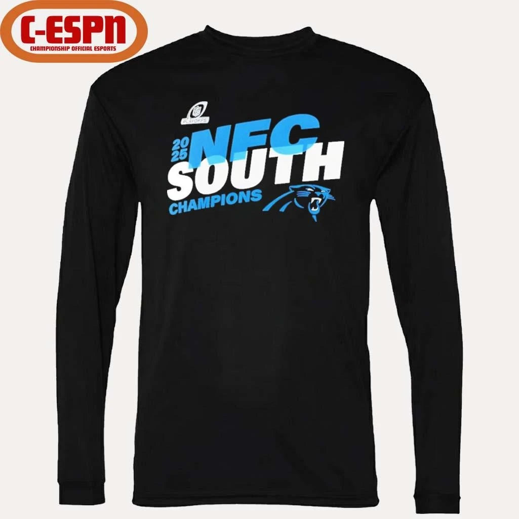 Official Carolina Panthers 2025 NFC South Division Champions Conquer T-Shirt