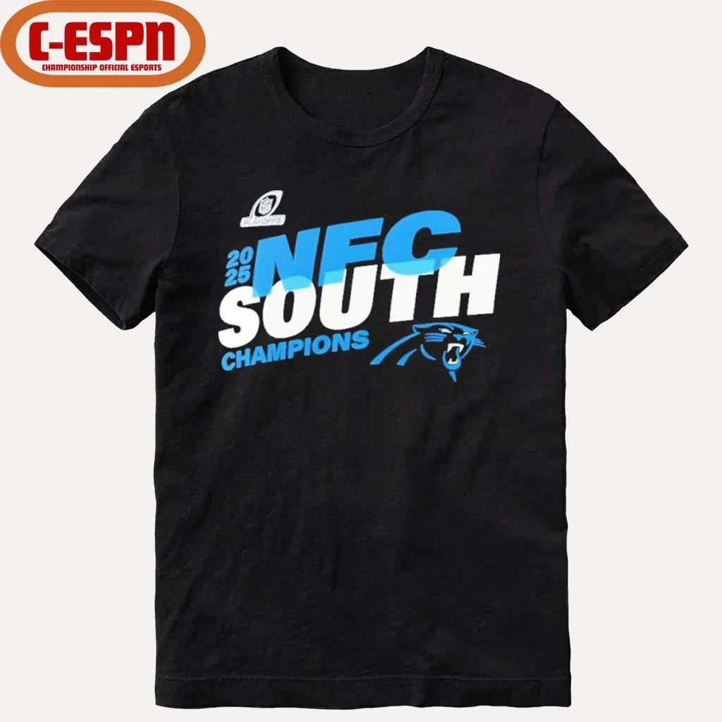 Official Carolina Panthers 2025 NFC South Division Champions Conquer T-Shirt